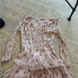 LoveShackFancy Pink Floral Dress - okay condition